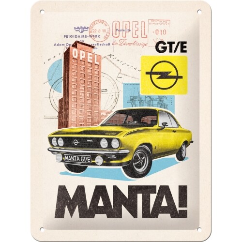 Postershop Plechová cedule Opel - Manta! GT/E, (15 x 20 cm)