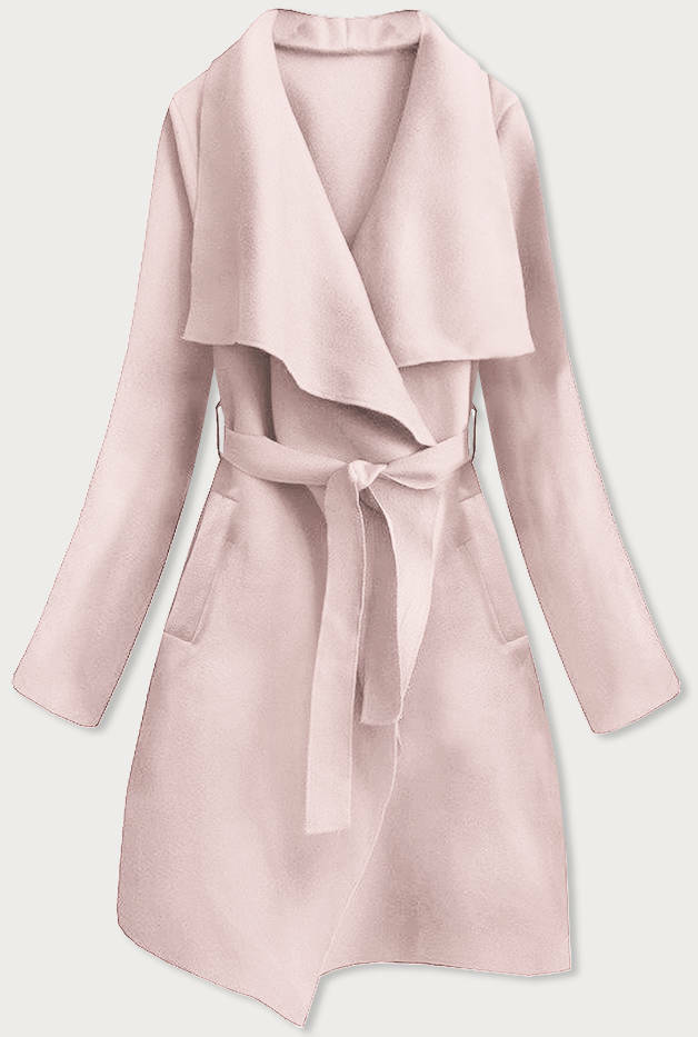 Světle růžový dámský minimalistický kabát (747ART) - ONE SIZE - odcienie różu