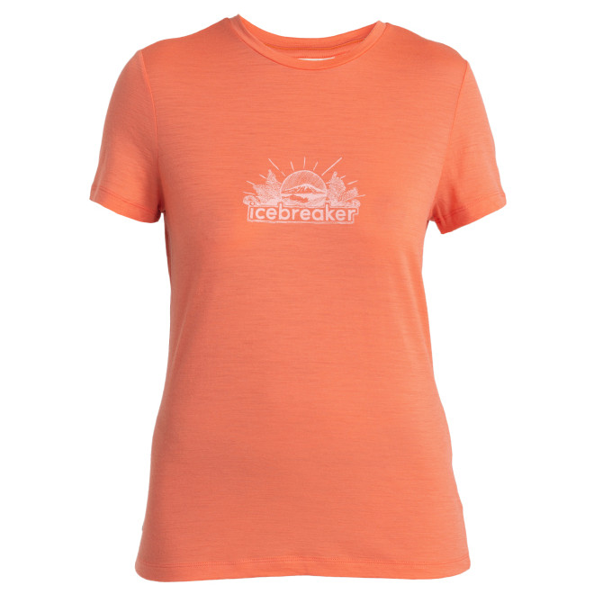 Dámské funkční triko Icebreaker Women Merino 150 Tech Lite III SS Tee IB Grown Naturally Velikost: L / Barva: oranžová