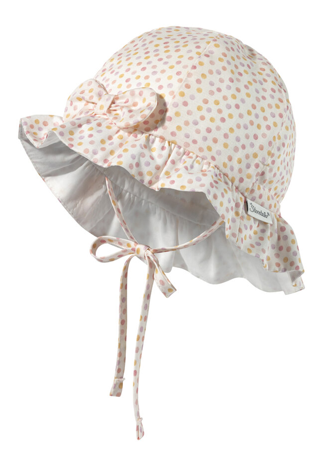STERNTALER Klobouk letní s volánem mašle na zavazování ecru holka bavlna- 45 cm 6-9 m