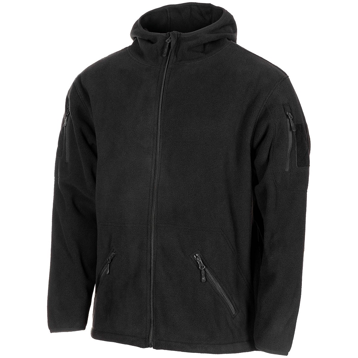 Bunda taktická s kapucí černá Fleece Jacket Tactical Black MFH® Adventure 03861A Velikost: 3XL