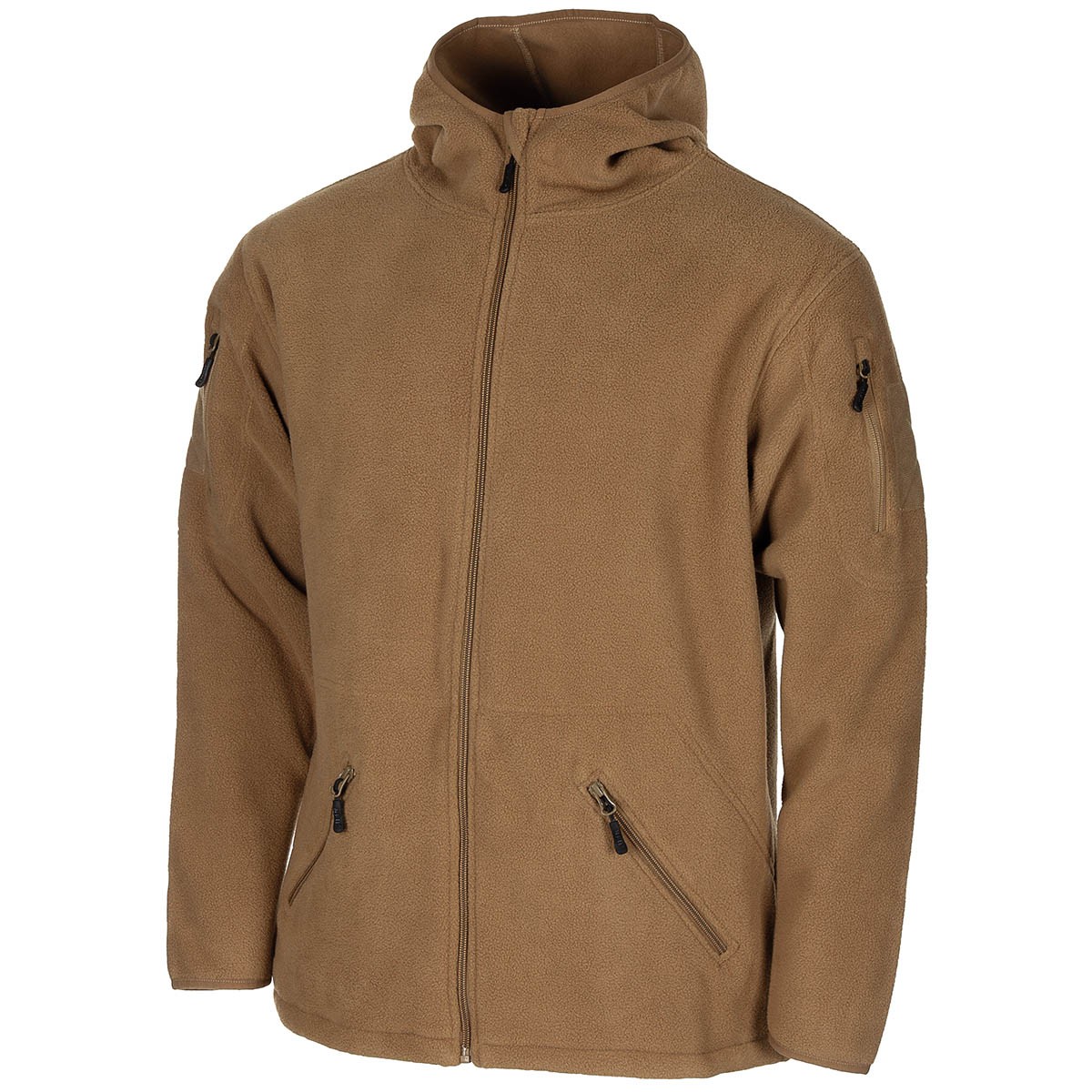 Bunda taktická s kapucí hnědá Fleece Jacket Tactical Coyote MFH® Adventure 03861R Velikost: L