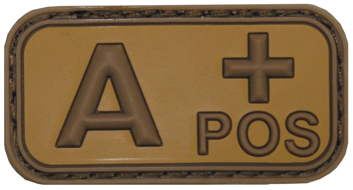 Nášivka označení krevní skupiny A+ positive hnědá 3D PVC MFH® Brown-Khaki
