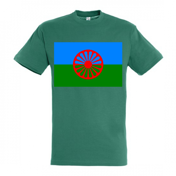 Triko s romskou vlajkou - zelené, XL