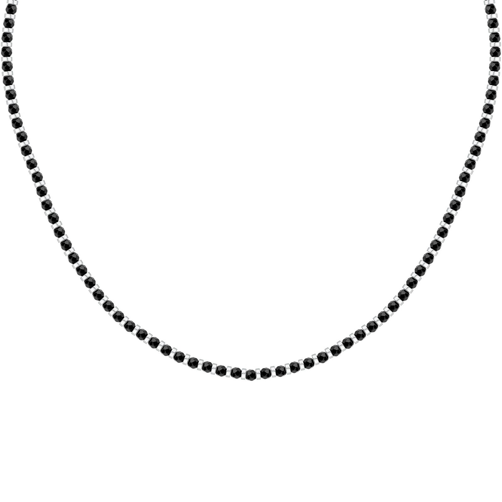 Morellato Stylový pánský náhrdelník s černými korálky Pietre S1728