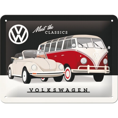 Postershop Plechová cedule Volkswagen VW - Mett the Classics, (20 x 15 cm)