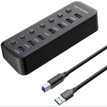 PremiumCord USB 3.2 Superspeed HUB 7-portový s vypínači portů