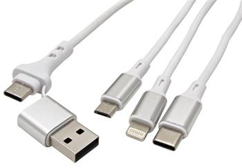 BIOnd USB 2.0 kabel USB C+ A - USB C + micro USB B + Lightning, 1,2 m
