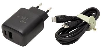 BIOnd Napájecí adaptér síťový (230V) - USB A QC 3.0 + USB C PD, 20W, + Lightning kabel