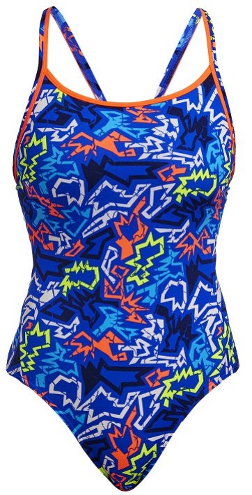 Funkita Broken Hearts Diamond Back One Piece  S - UK32