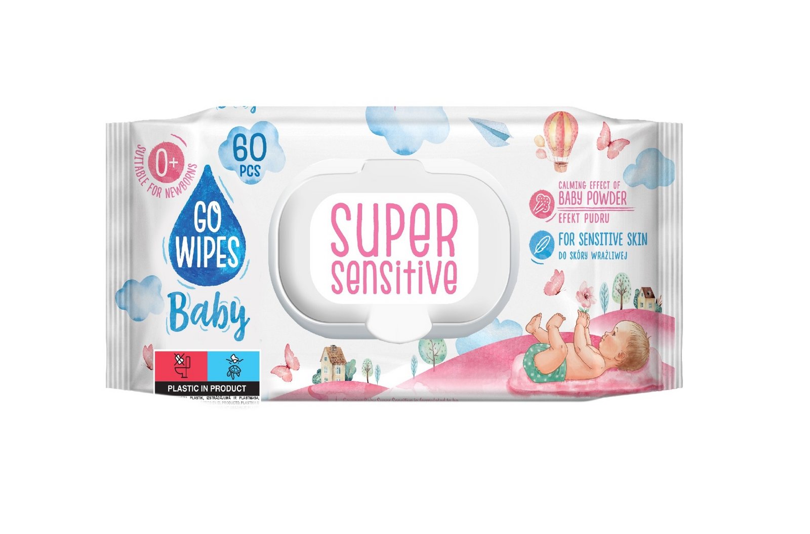 GoWipes Dětské vlhčené ubrousky Super Sensitive 60 ks