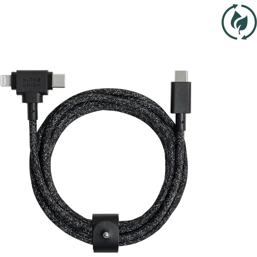 Native Union Belt Universal Cable (USB-C – Lighting/USB-C) 1,5 m, tmavě šedá