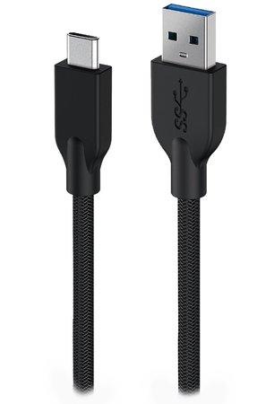 Genius ACC-A2CC-3A USB-A na USB-C, 3A, QC3.0, opletený, 100cm, černý