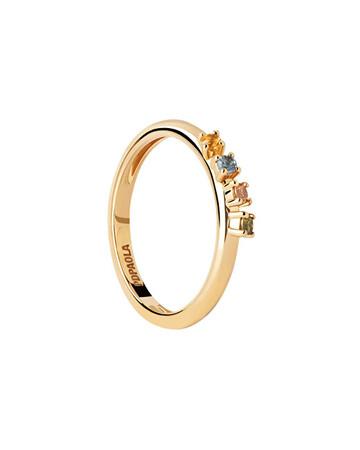 PDPAOLA Půvabný pozlacený prsten se zirkony RAINBOW Gold AN01-C10 54 mm