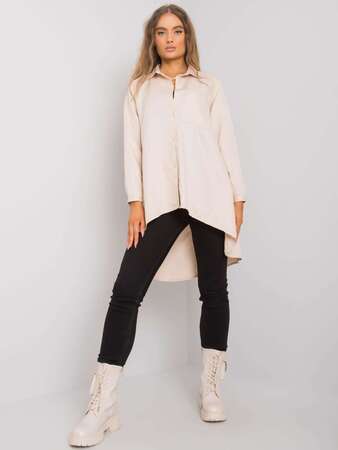 Fashionhunters Asymetrická béžová košile Velikost: S / M