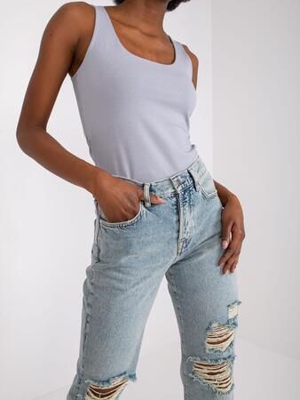 Fashionhunters Noelle Grey Plain Top Velikost: S.