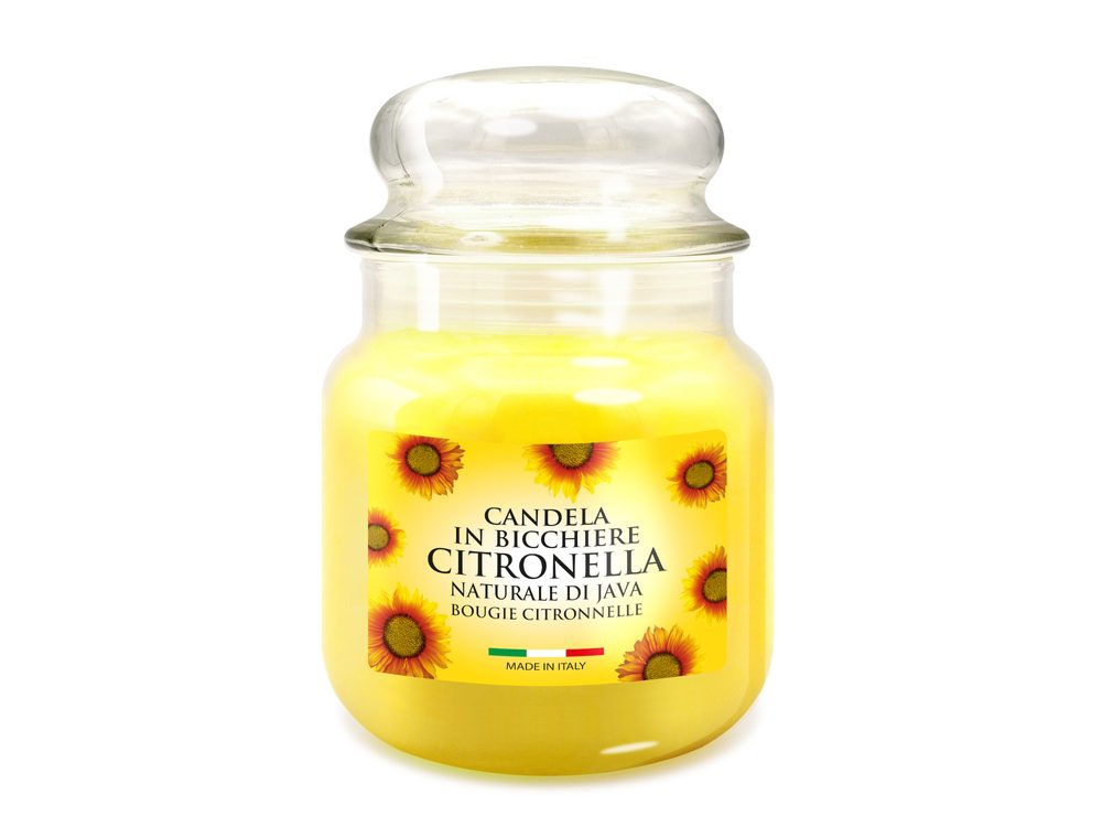 Petali Citronella vonná svíčka ve skle s víčkem - hoření 65h