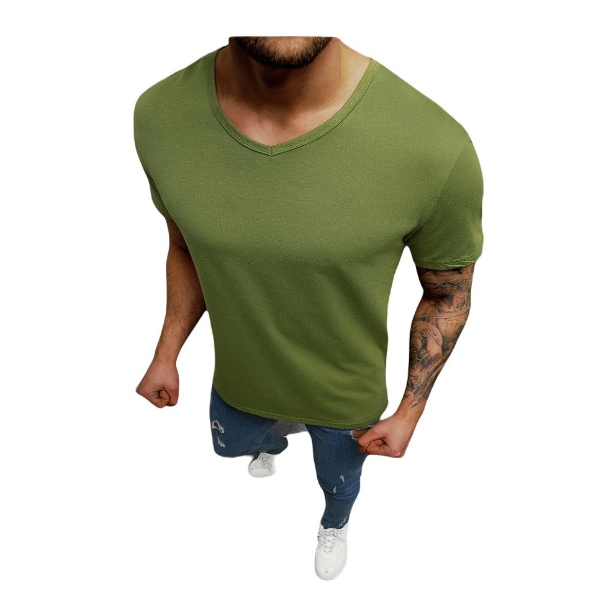 Ozonee  Pánské tričko Kaila khaki  Zelená