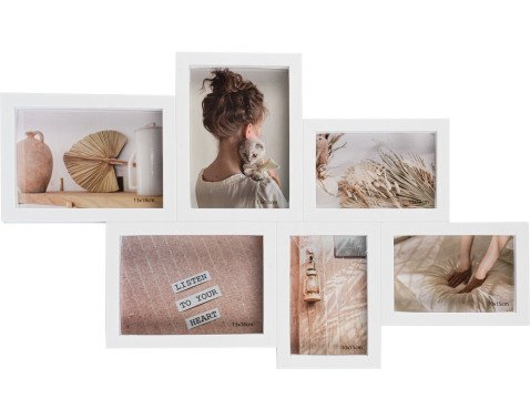 Fotorámeček pro 6 ks foto Becca 60x36,5 cm, bílý