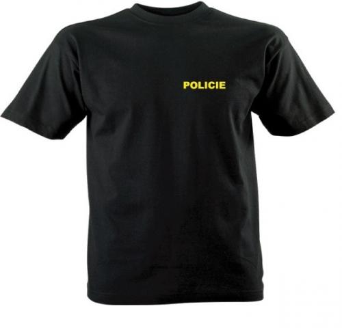 Triko krátký rukáv černé s potiskem Policie Vyberte velikost: M
