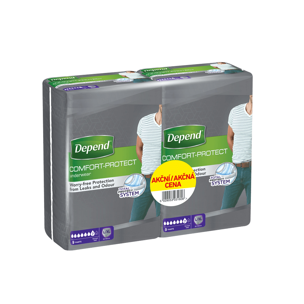 DEPEND Normal duopack pánské inkotinenční kalhotky velikosti L/XL 2 x 9 kusů