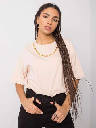 Fashionhunters Donna RUE PARIS broskvové bavlněné tričko Velikost: S