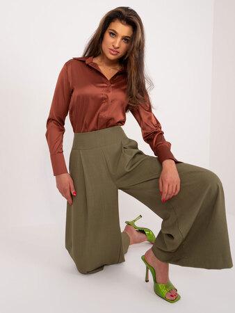 Fashionhunters Khaki široké látkové kalhoty Velikost: L