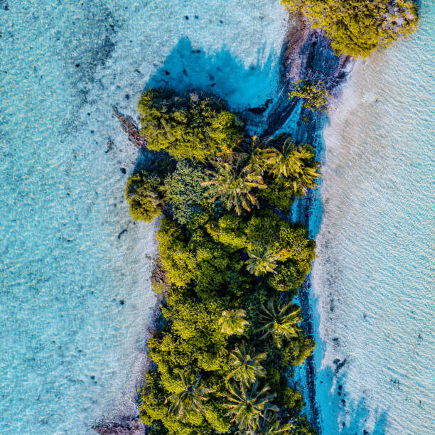 graphixel Umělecká fotografie Aerial shot of tropical island, Maldives, graphixel, (40 x 40 cm)