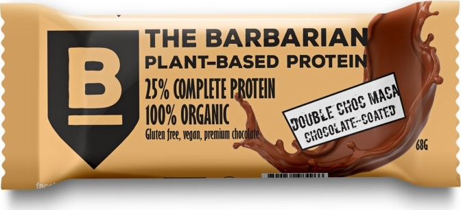The Barbarian Proteinová Tyčinka Organic Chocolate Coated Double Choc & Maca, 68 g