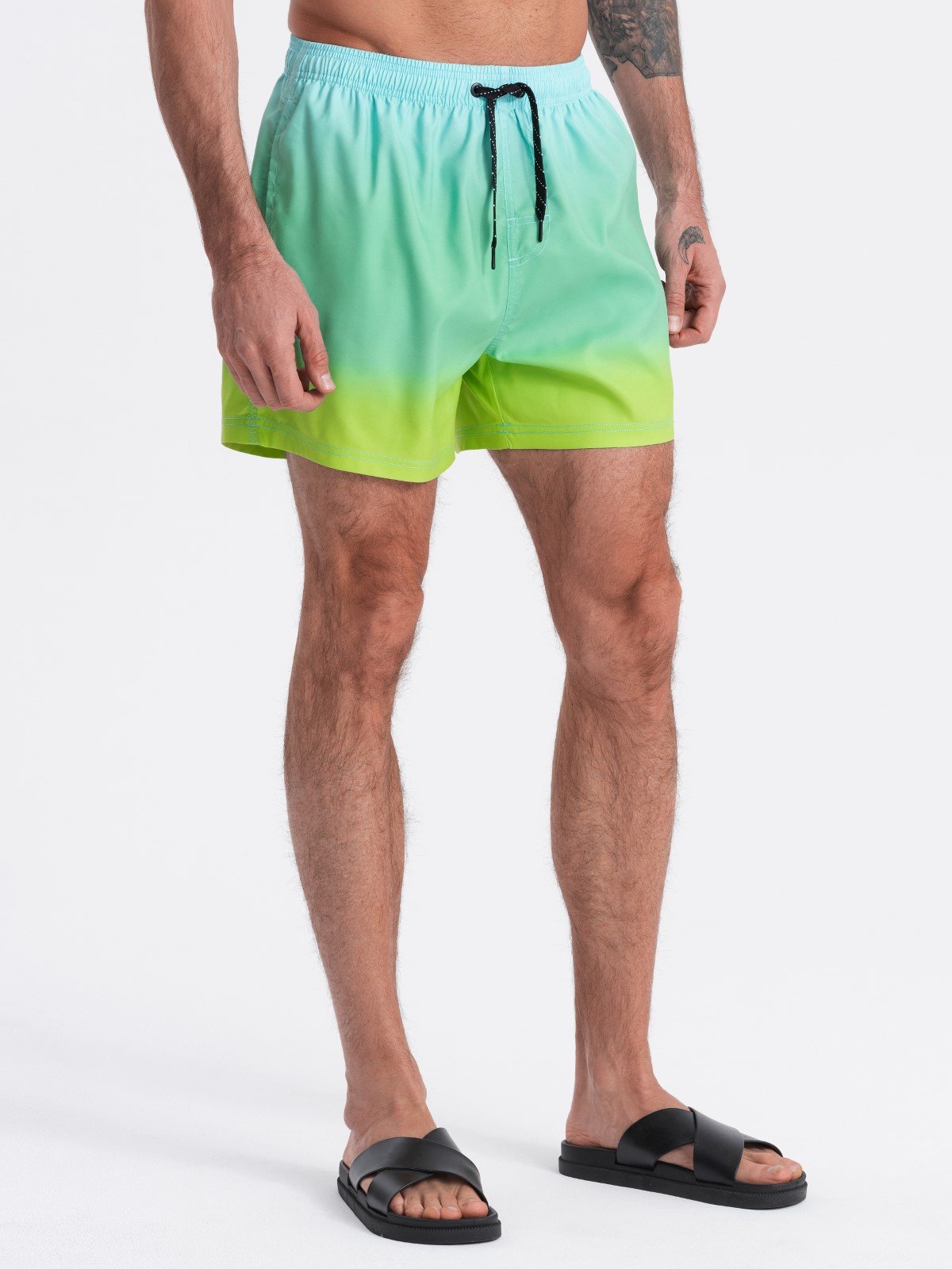 Men's ombre effect swim shorts - light turquoise