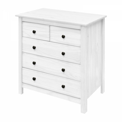 Komoda masiv borovice TORINO bílá kovové úchytky 8091BK Idea