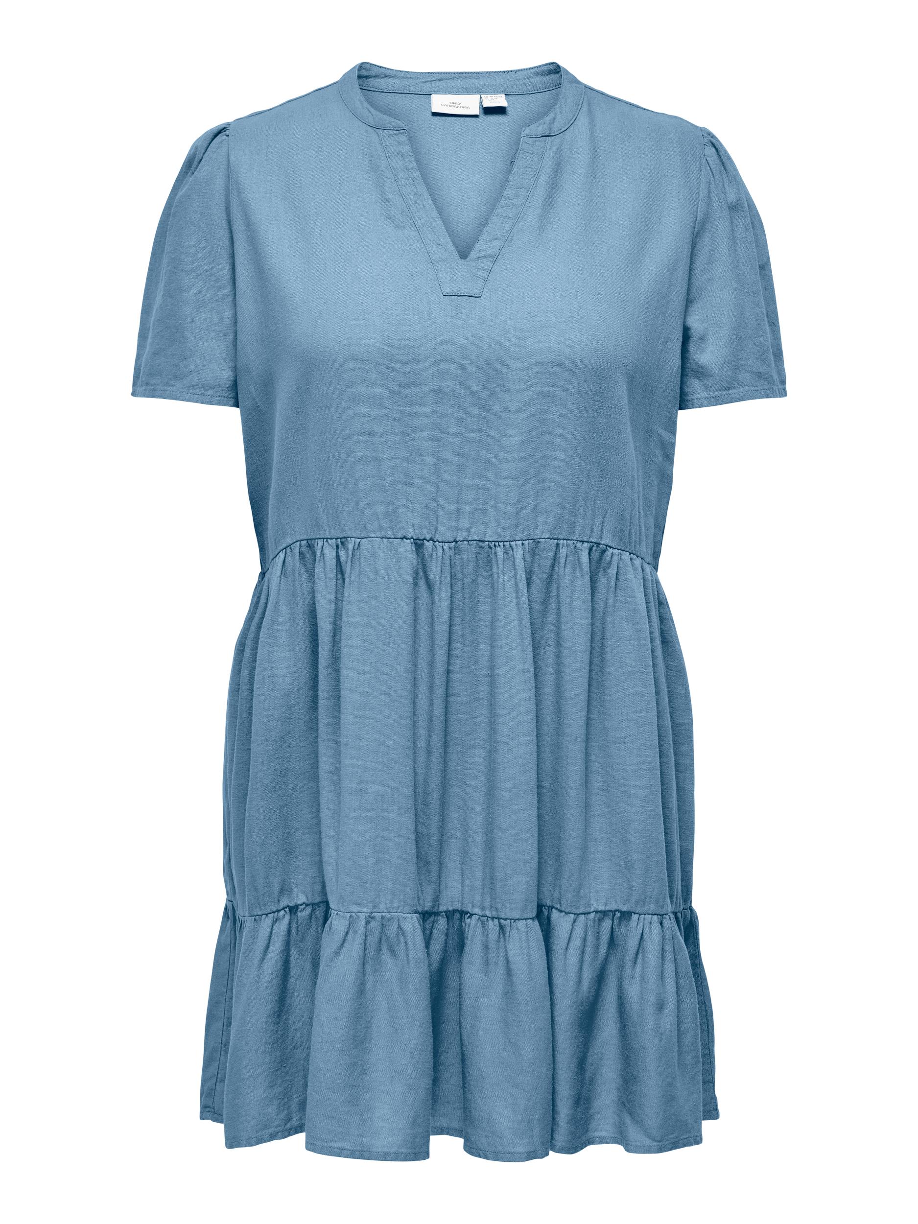 ONLY CARMAKOMA Dámské šaty CARTIRI-CARO Regular Fit 15311976 Blissful Blue 3XL/4XL