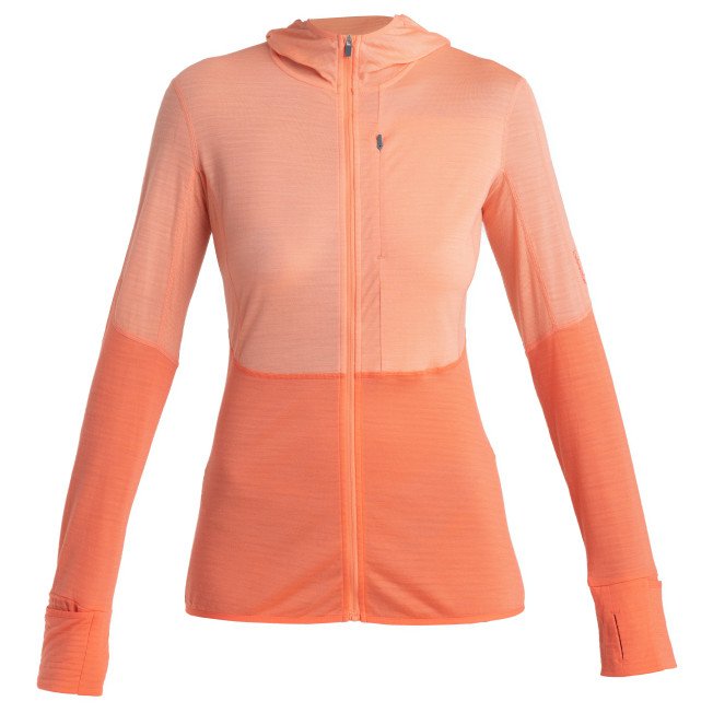 Dámská funkční mikina Icebreaker Women Merino 200 Realfleece™ Descender LS Zip Hoodie Velikost: L / Barva: oranžová