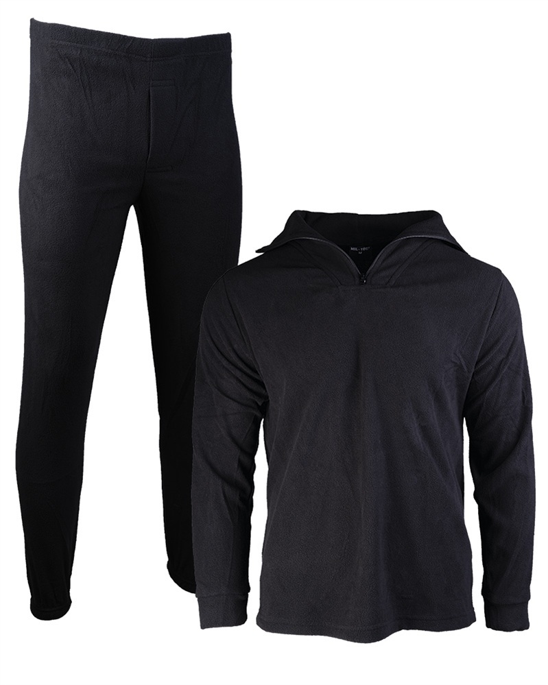 Dvoudílný fleece termo komplet spodní prádlo černé - rozepínací Mil-Tec® Velikost: L