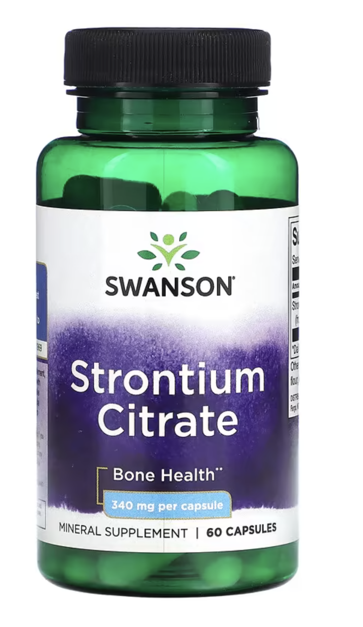 Swanson Strontium Citrate, zdraví kostí, 340 mg, 60 kapslí
