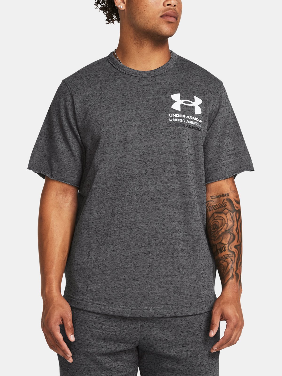 Under Armour Tričko UA Rival Terry SS Colorblock-GRY - Pánské