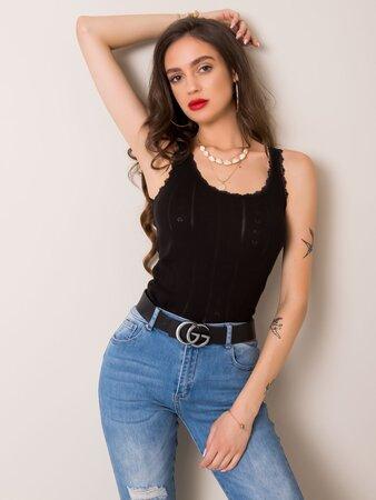 Fashionhunters Černý bavlněný top, S