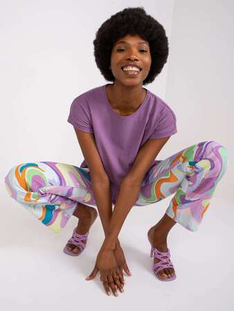 Fashionhunters Fialové tričko Hierro MAYFLIES s kulatým výstřihem Velikost: S.