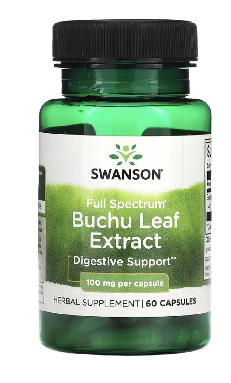 Swanson Full Spectrum Buchu Leaf Extract, těhozev březový extrakt, 100 mg, 60 kapslí