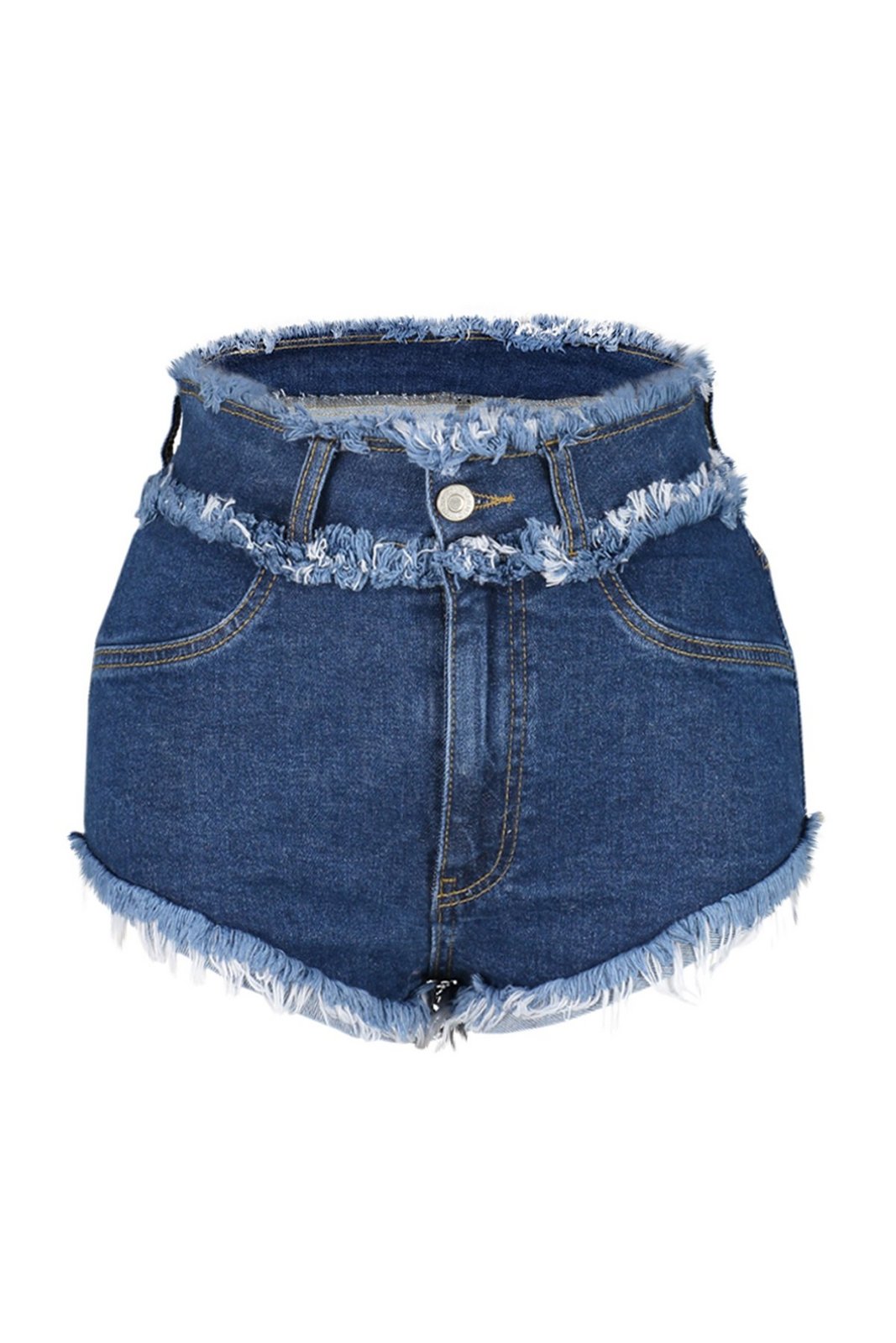 Trendyol Blue Denim Tasseled Denim Shorts & Bermuda