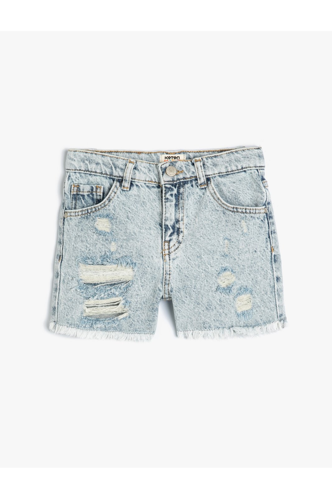 Koton Denim Shorts Worn Detail Pocket Cotton.