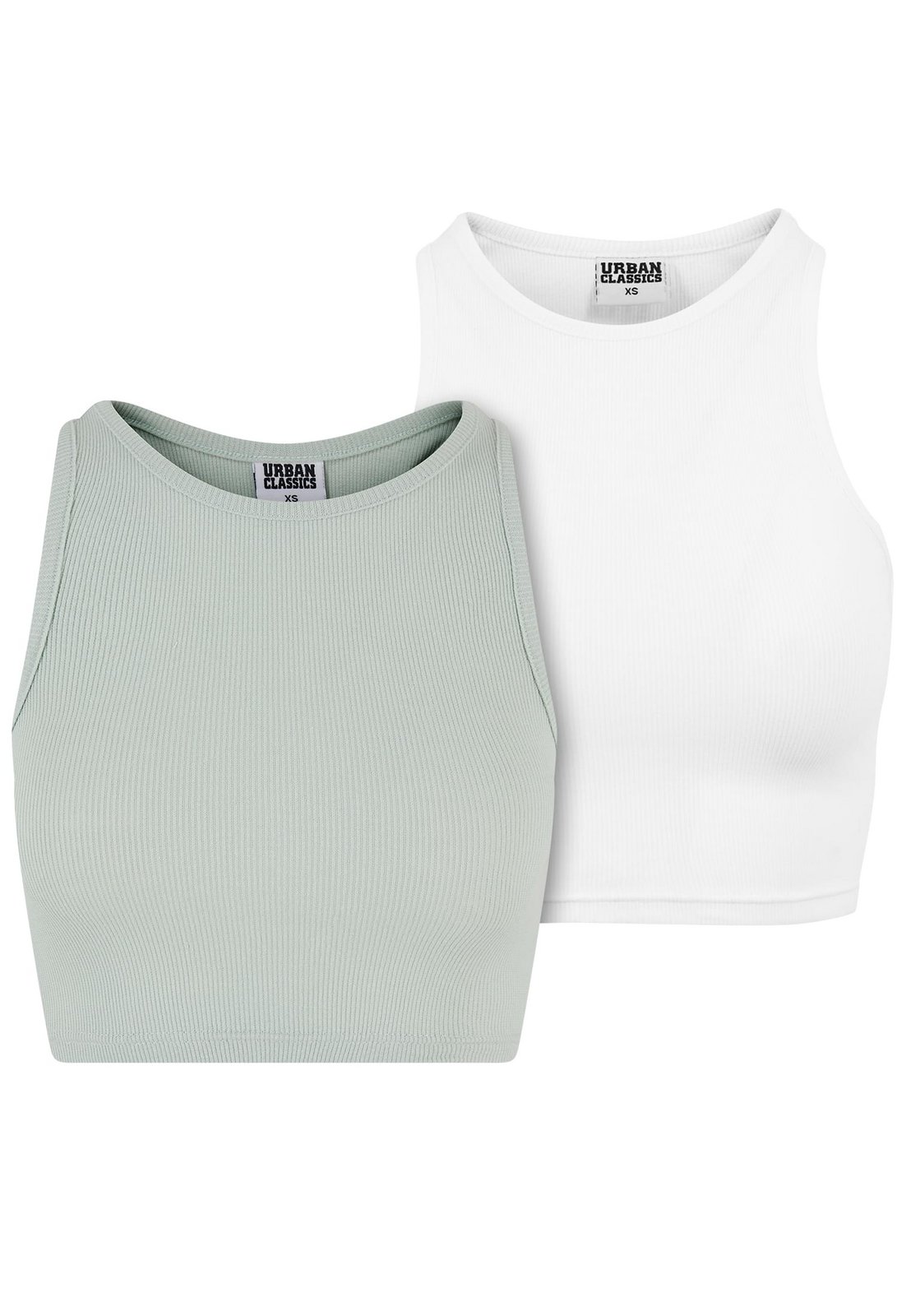 Dámský Cropped Rib Top - 2 Pack mint+bílé
