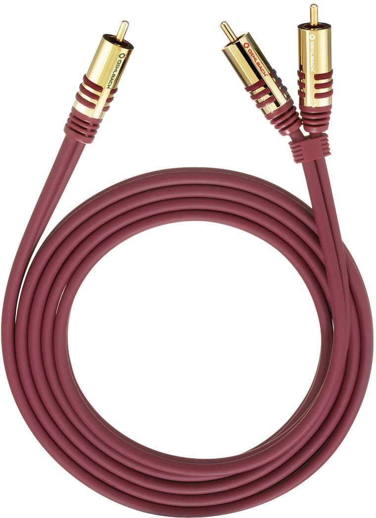 Oehlbach 20567 cinch audio Y kabel [2x cinch zástrčka - 1x cinch zástrčka] 8.00 m červená pozlacené kontakty