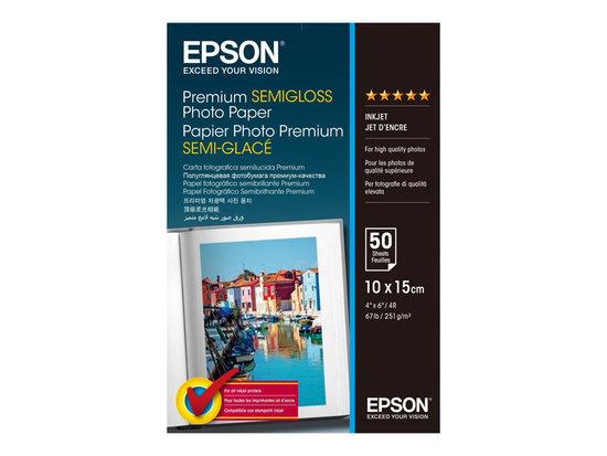 Epson Premium Semigloss Photo Paper - Pololesklý - 100 x 150 mm - 251 g/m2 - 50 listy fotografický papír - pro EcoTank ET-2750, 2751, 2756, 2850, 2851, 2856, 4750, 4850; Expression Home HD XP-15000, C13S041765