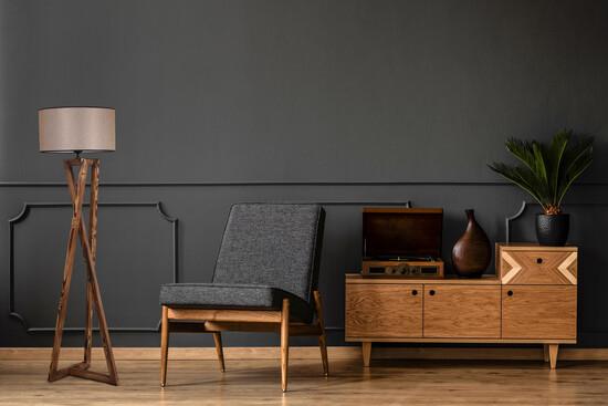 Opviq Floor Lamp Maçka Yanık Ahşap Lambader Silindir Koyu Hasır Abajurlu Brown