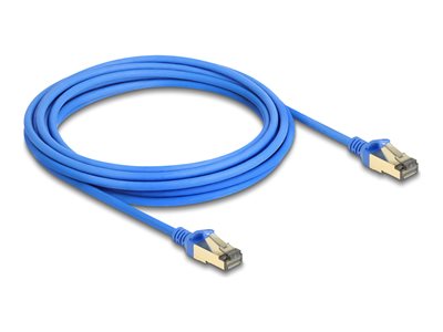 Delock - Síťový kabel - RJ-45 (M) do RJ-45 (M) - 5 m - 4.9 mm - F/FTP - CAT 8.1 - neobsahuje halogen, provedení bez hrbolků, tenký - modrá