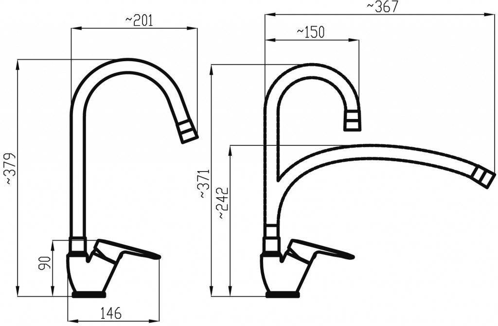 NOVASERVIS Dřezová baterie s černým flexi ramenem Metalia 54, chrom 54014F,0C