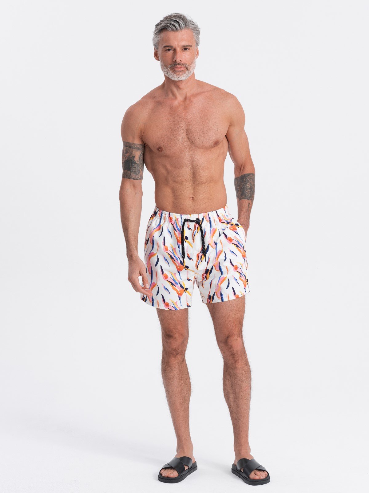 Ombre Men's swim shorts in colorful print - white