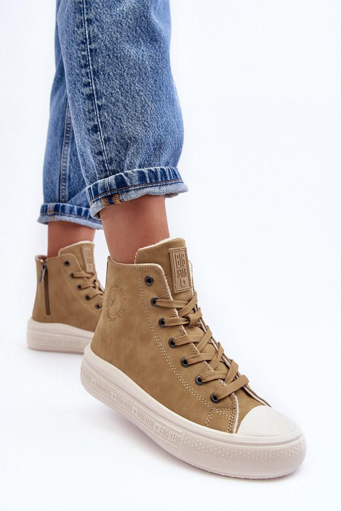 Big Star Shoes Dámské zateplené tenisky na zip Camel Big Star Velikost: 39, Hnědá