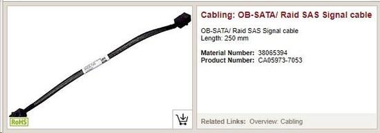 FUJITSU RAID Upgrade kit - pro TX1330M5 s CP500i - pro HDD číislo 5 až 8 - OB-SATA / RAID SAS signal cable, #CA05979-7053-servis